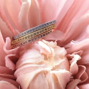 Adornia Swarovski Crystal Half Eternity Ring Set Gold Silver Rosegold Si…
